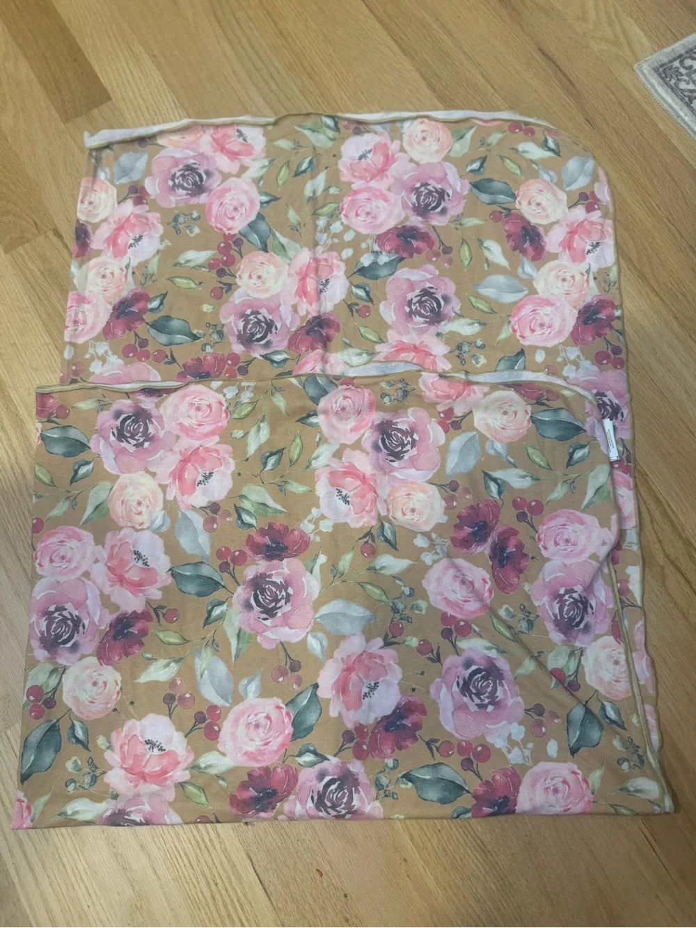 Toby / Floral Baby Swaddle Sack with Pink Rose Print
